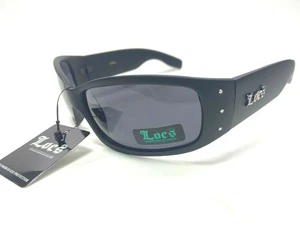 Gafas de sol Locs Hard Core Tonos negro mate con tachuelas rectangulares para hombre lentes de humo - Imagen 1 de 11