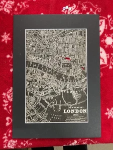 RARE Antique Map ,W Pinnock , 1832 , LONDON SECTION , Black Style , MOUNTED - Picture 1 of 4