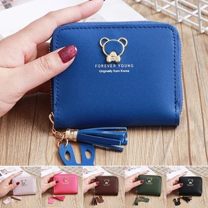 Small Women's Wallet Leather Zipper Around Credit Card Holder with Coin Pocket - Picture 1 of 23