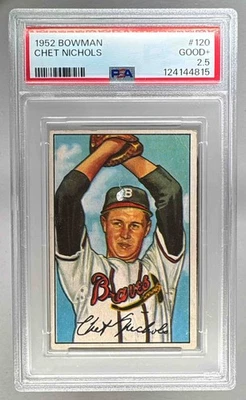 124144815 Chet Nichols 1952 Bowman #120 Rookie RC PSA 2.5 - Image 1 of 3