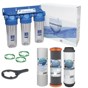 3 Stage Whole House High Flow Water Filter Dechlorinator Chlorine Removal 3/4" - Picture 1 of 4