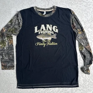 NWT Inkpixi Code Five Custom Graphic Long Sleeve Tee, Men's Sz XL, Lang Fishing - Picture 1 of 4
