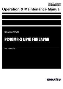 Manual de operación de operadores de excavadoras Komatsu PC40MR-3 JPN PARA JAPÓN SN 15001-up - Imagen 1 de 1