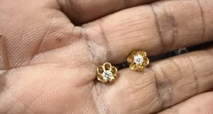 Diamond Tulip Stud Earrings 14k Yellow Gold .20 Carats - Picture 1 of 8