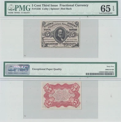 5 Cent Third Issue Fractional Currency Fr-1236 PMG Gem CU-65 EPQ - Image 1 of 3