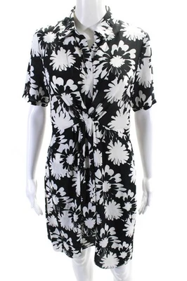 Vestido Nicole Miller para mujer estampado floral cremallera manga corta capas negro talla S Foto 1 de 4