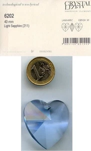 6202 40 LSA *** PENDENTIF SWAROVSKI CŒUR 40mm!! LIGHT SAPPHIRE - Picture 1 of 1