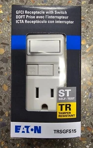 (BOX OF 6) EATON🔌 TRSGFS15W   15-Amp 125V GFCI Receptacle With Switch - Picture 1 of 5