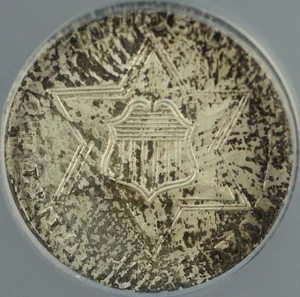 1856 Three Cent Piece Silver 3c Coin ANACS AU-55 Details Cleaned Better Coin - Picture 1 of 4