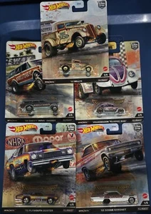 HOT WHEELS Premium Drag Strip Demons Car Culture Set of 5 Real Riders NIP - Picture 1 of 7
