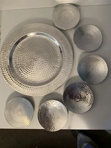 Set Lot Golf Ball Vintage Heavy Aluminum Pressed Thick Metal Shaped Snack Plates - Picture 1 of 12