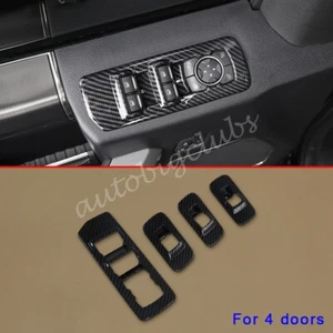 For Ford F-150 F150 Raptor 2017-2020 Carbon Fiber Door Window Switch Cover Trims - Picture 1 of 5