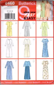 BUTTERICK Easy Pattern 6458 Nine DRESSES Sleeve Options Size 12-14-16 Uncut - Picture 1 of 2