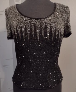 Seide Perlen Top Papell Boutique Damen Größe M * tailliert gefüttert formeller Abend  - Bild 1 von 9