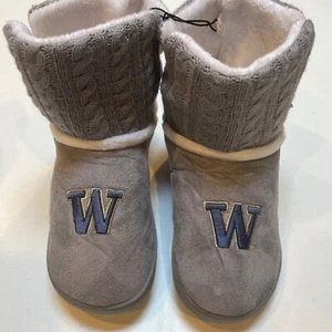 Unisex - Washington Huskies Slippers Size XL. faux Seude Knitted shaft Gray - Picture 1 of 6