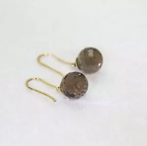 9ct Gold Smoky Quartz Drop Earrings - Picture 1 of 3