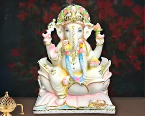 Marble dust Lord Ganesh Ganesha Statue Idol Murti Figurine Home Temple Decor 12" - Picture 1 of 4