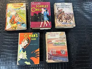 LOT of 5 ANTIQUE 1920s to 1940s hardcover books w/dust covers (JMH-3) - Imagen 1 de 1