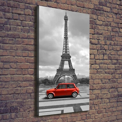 Leinwand-Bild Kunstdruck Hochformat 70x140 Bilder Eiffelturm Auto - Bild 1 von 4