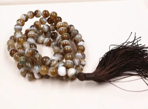 Brow Stripe Mala Prayer Beads 108, crystal, Buddhist, meditation Eliminate worry - Picture 1 of 2