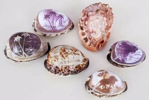 6 hermosas cáscaras talladas - animales, paisajes y cameo - Imagen 1 de 5