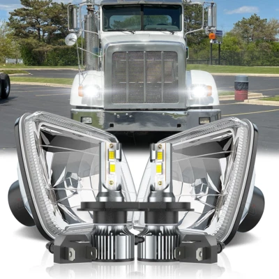2pc 7X6 " 5X7" Inch LED Headlights Hi-Lo Beam H4 Fit Peterbilt 365 367 2008-2017 - Image 1 of 4