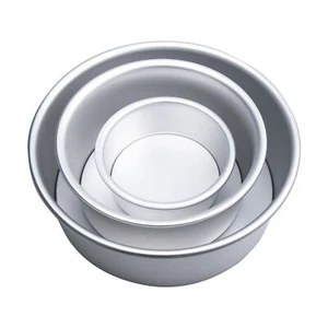 3 PCS 4/6/8 inch Aluminum Cake Pan Removable or Solid Bottom Round Baking Mold - Picture 1 of 4