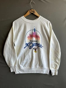 Vintage Disneyland Sweatshirt Womens Large White Crew neck 30 Years Mickey Mouse - Picture 1 of 8