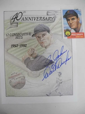 Walt Dropo Detroit Tigers 40th Anniversary 12 Consecutive Hits Autograph Print - Image 1 of 4