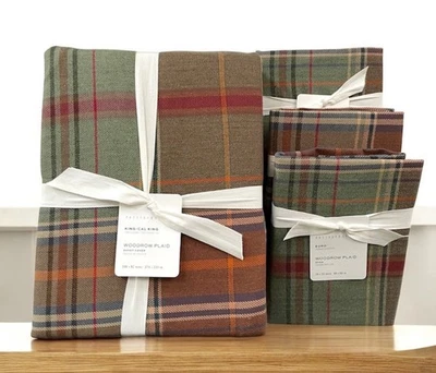Nueva funda nórdica Pottery Barn WOODROW PLAID King y 3 fundas de euro verde multi nueva con etiquetas Foto 1 de 2