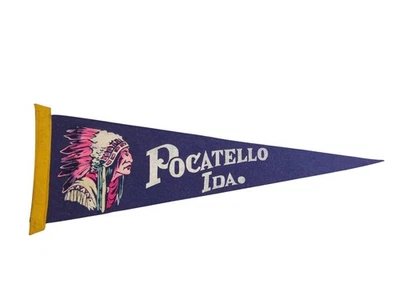 Recuerdo de viaje vintage Pocatello Idaho banderín nativo americano de 6,5" x 17,5" Foto 1 de 4