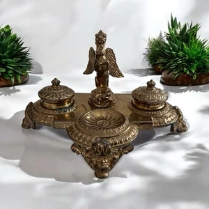 Maitland Smith Vintage Brass Inkwell - Picture 1 of 15