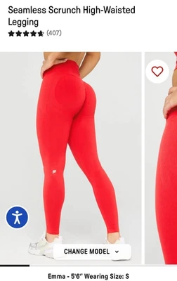 Legging Fabletics Sin Costuras Scrunch Cintura Alta Rojo Pequeño Alto Precio de venta sugerido por el fabricante $85 Nuevo con Etiquetas Foto 1 de 4