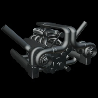 Motore V8 Twin-Charged - 1/87 64 43 32 24 18 Tamiya Hot Wheels Norev Solido GMP - Immagine 1 di 3