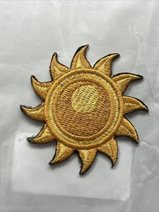 Aufnäher Bügelbild gelb tropische Sonne bestickt - Bild 1 von 3