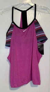Nike Women’s Stripe Layered Tankini Top Size XL Pink Striped NEW WITH TAGS - Picture 1 of 11