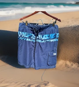 Chaps Ralph Lauren Swimming Trunks Mens Sz L Tropical Hawaiian Blue Floral Aloha - Picture 1 of 10