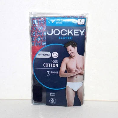 Pack 3 Calzoncillos Bikini Jockey Hombres Algodón No Fly XL 40 - 42 Rojo Negro Ropa Interior Foto 1 de 4