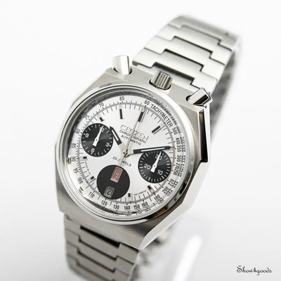 Citizen Bullhead 67-9356 Octagon Panda Chrono Cal 8110A Eng-Esp Restaurato 1972 - Immagine 1 di 4