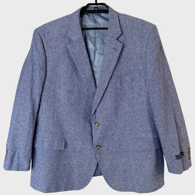 Stafford Signature Linen Sport Coat / Blazer Jacket Blue Men's 52R Classic Fit - Image 1 of 4