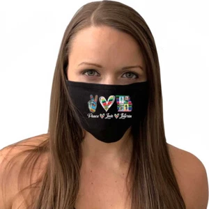 Peace Love Loteria Face Mask 100% cotton USA made comfortable washable lot - Picture 1 of 4
