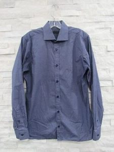 NUEVA Camisa de Vestir Ermenegildo Z Zegna Azul Geo Hexagonal Algodón Egipcio 38 - Imagen 1 de 5