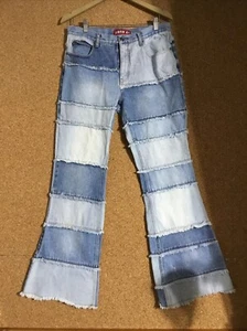 vintage zana di tiered patchwork flare jeans women’s boho y2k size 11(117) - Picture 1 of 9