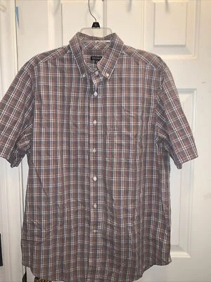 GEORGE 男式礼服纽扣领衬衫 L 码格子 — 第 1/4 张图片