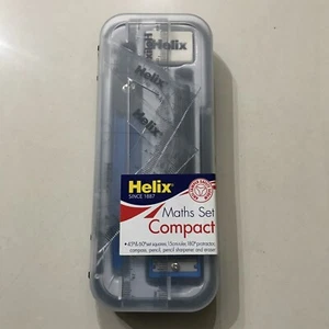 Helix Compact Maths Set (Compass, 2 Squares, Ruler, Eraser, Pencil Sharpener,... - Picture 1 of 2