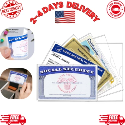 Paquete de 6 fundas protectoras para tarjetas de Seguro Social SSN y nuevas para tarjetas de Medicare Foto 1 de 4