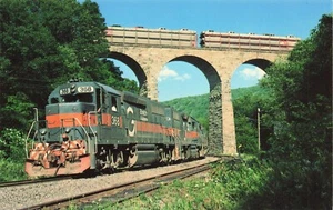 Guilford Industries under Starrucca Viaduct at Lanesboro, PA Vintage Chrome PC - Picture 1 of 2