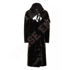 Women PVC Leather Trench Vinyl Shiny Light Weighted t Stylish Trench RainCoat - Picture 1 of 3