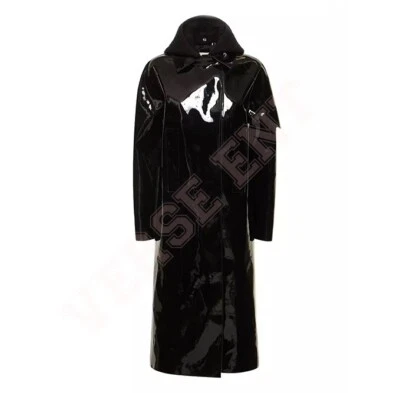 Women PVC Leather Trench Vinyl Shiny Light Weighted t Stylish Trench RainCoat - Image 1 of 3