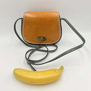 Vera Pelle Italian Saddle Leather Colorblock Crossbody Bag Black Green Red Brown - Picture 1 of 15